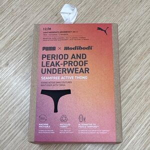 Puma Black Seamfree Active Thong - Period & Leak-Proof Underwear